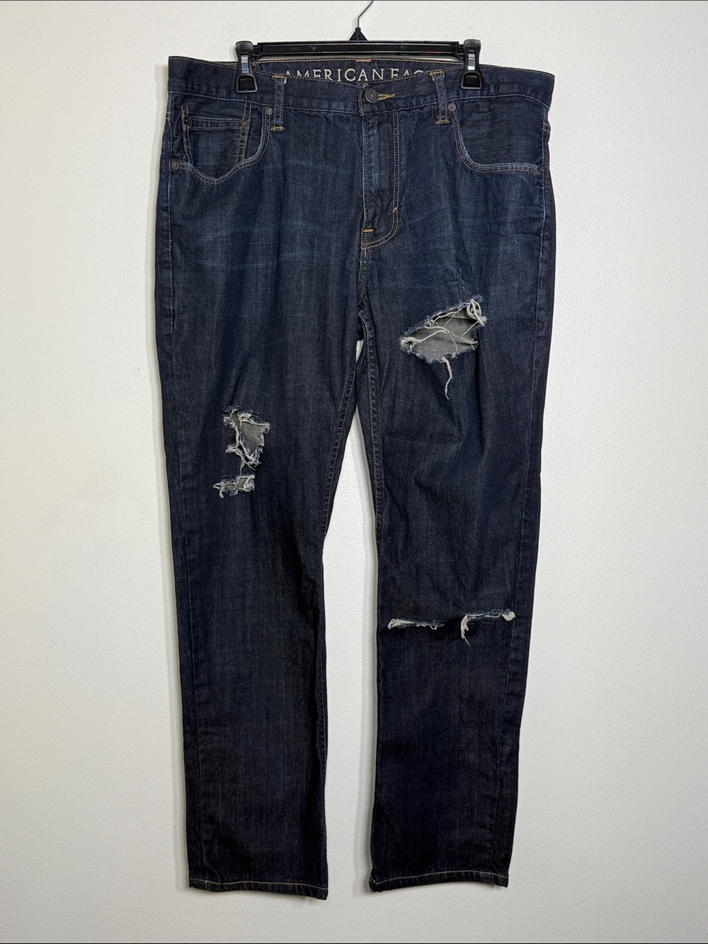 American Eagle Original Straight Distressed Dark Wash Jeans | Size 36/28